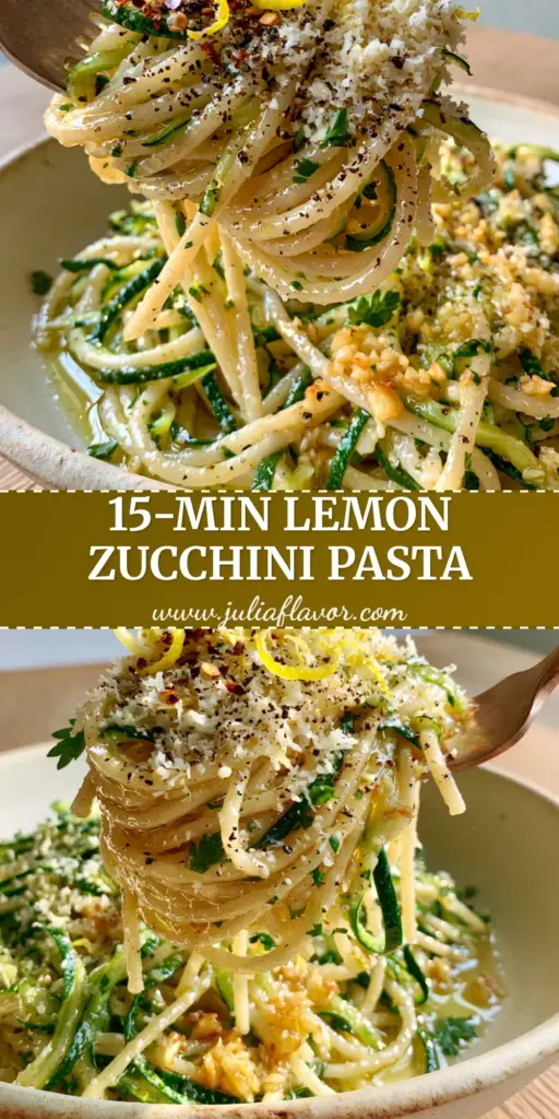 Summer Pasta with Glistening Lemon Butter and Zucchini Ribbons 4 A close-up vertical shot of a fork twirling a glistening summer pasta with zucchini ribbons and lemon zest curls.